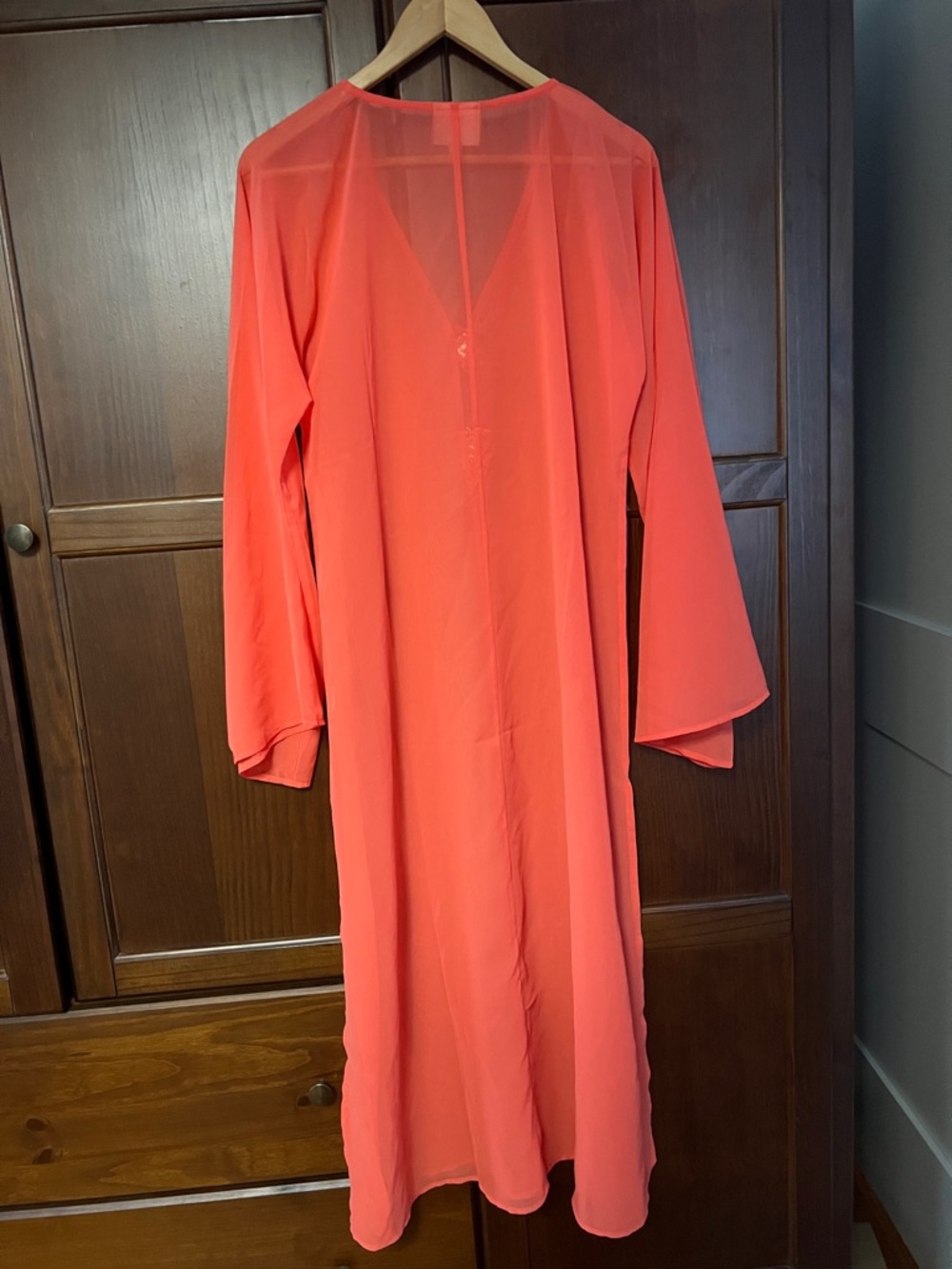 True Destinations Camellia Resort Sheer Chiffon Coral Kimono CoverUp Size S NWT - Picture 5 of 10